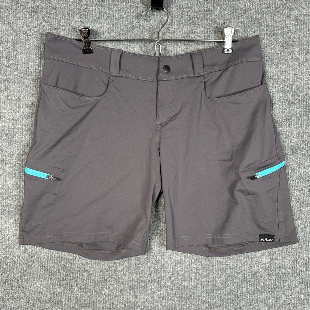 NRS Womens Size 8 Guide Shorts Gray Teal Outdoor Activewear Hiking Performance